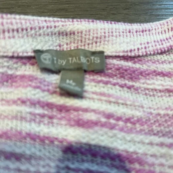 T by Talbots women's MP pink & white Top Beach Shrug Sweater - Picture 4 of 7